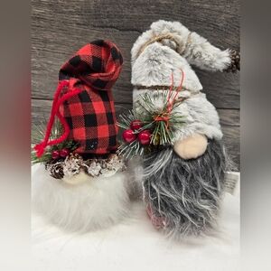 SANTA GNOME Lot Big Beards PLUSH RED WHITE GRAY 7" CHRISTMAS Ornament